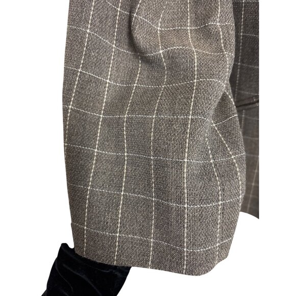 Anne Klein II Womens Brown Plaid Wool Blazer 24W Double-Breasted Tall Plus - Picture 7 of 16